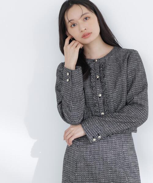 新品タグ付き　ナチュラルビューティベーシック セットアップ ネイビー ツイード NATURAL BEAUTY BASIC 【スーツ2点SET】ナチュラルビューティ