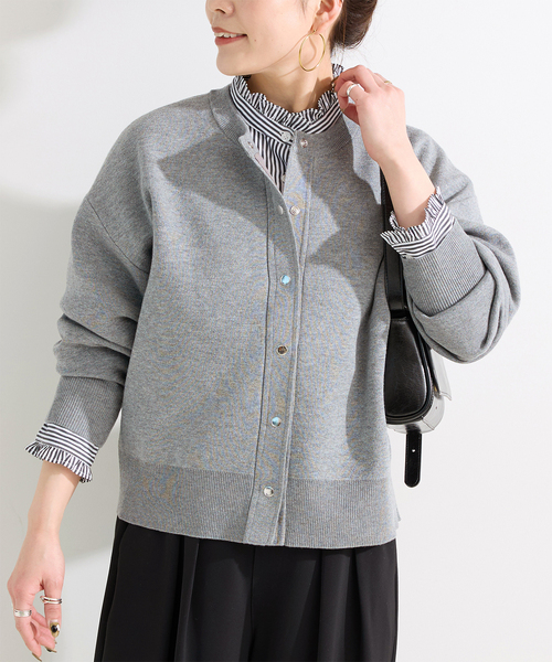 B.C STOCK ハンドニットカーディガン B.C STOCK（ベーセーストック） カーディガン 手洗い可 / 柄ニット