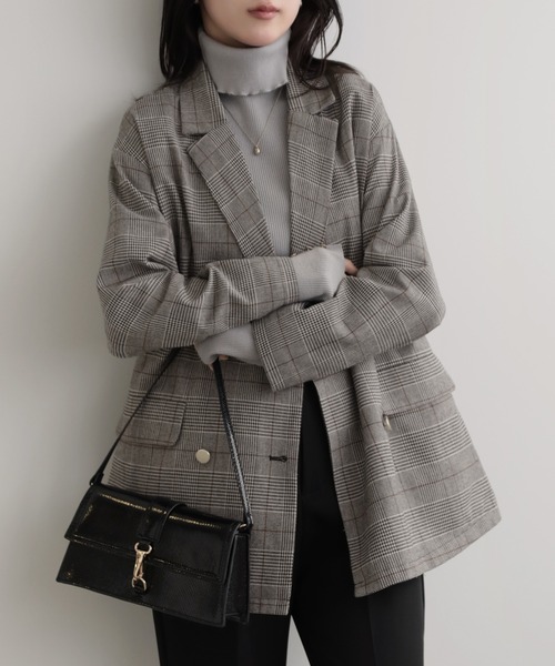 ジャケット テーラードジャケット チェック柄Wテーラードジャケット