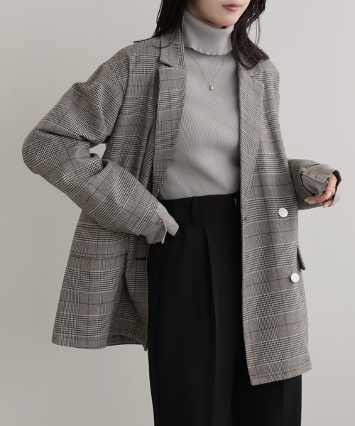 ジャケット テーラードジャケット チェック柄Wテーラードジャケット