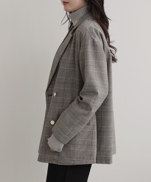 ジャケット テーラードジャケット チェック柄Wテーラードジャケット