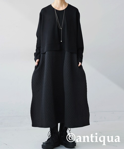 【未使用】アンプレガント　Anplegant ドッキングワンピース　ブラック antiqua（アンティカ） ドッキングワンピース FREE ブラック