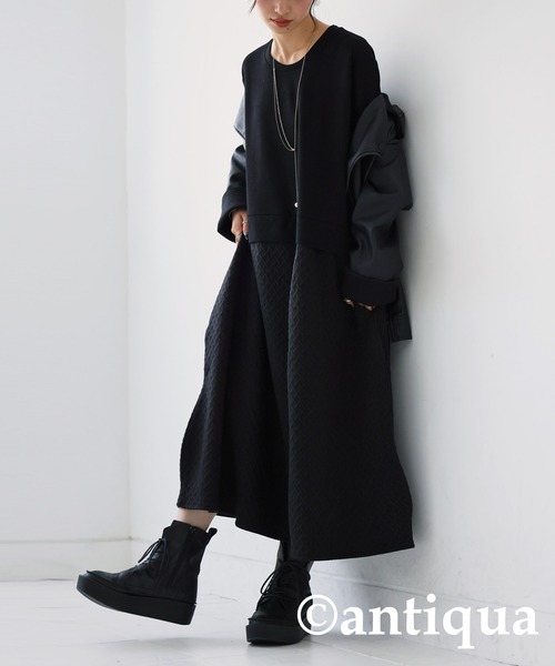 antiqua（アンティカ） ドッキングワンピース FREE ブラック