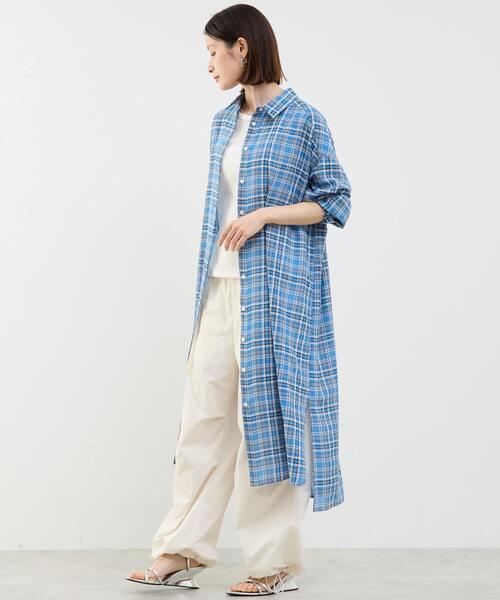 「SOFFITTO」 シャツワンピース FREE ブラック×ホワイト レディース_画像2