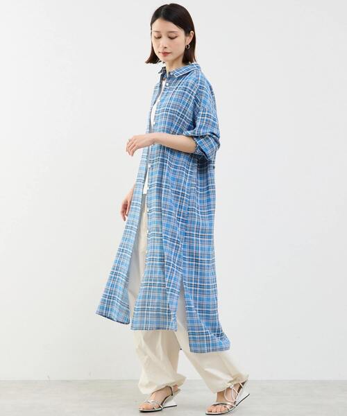 「SOFFITTO」 シャツワンピース FREE ブラック×ホワイト レディース_画像3