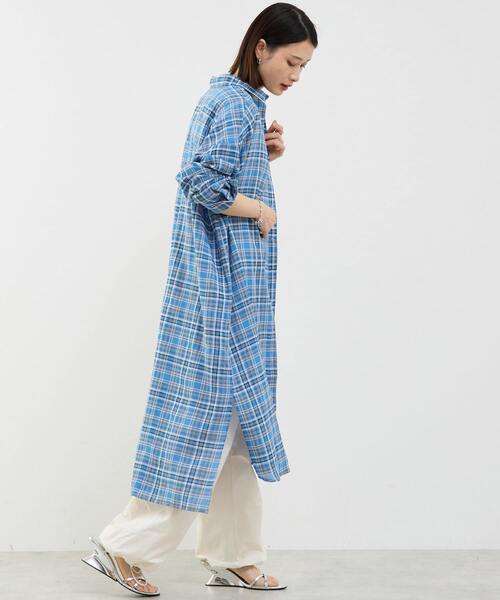 「SOFFITTO」 シャツワンピース FREE ブラック×ホワイト レディース_画像4