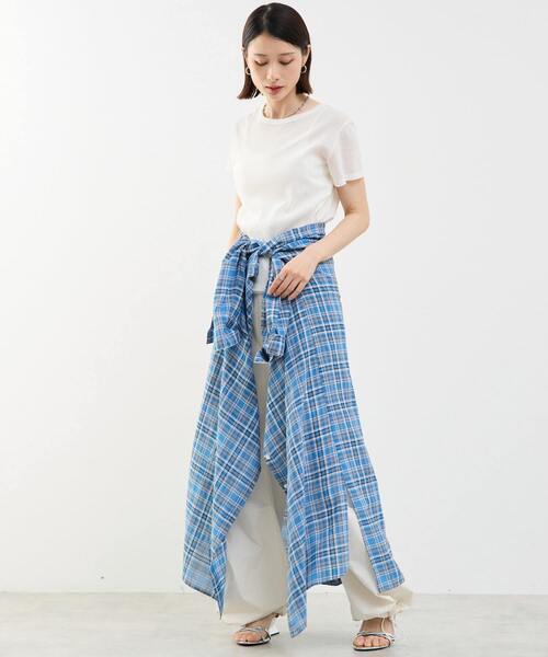 「SOFFITTO」 シャツワンピース FREE ブラック×ホワイト レディース_画像8