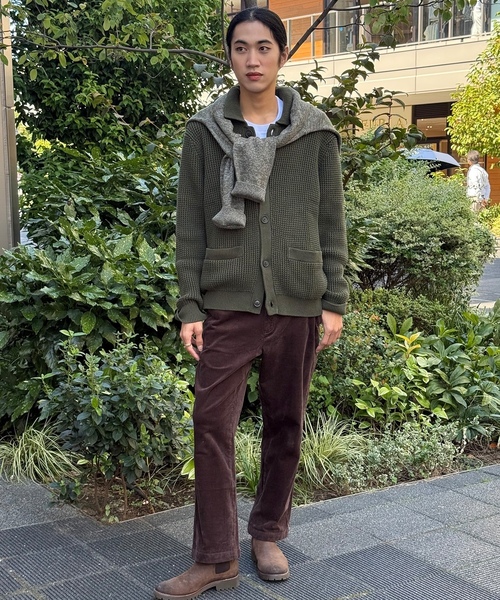 「BANANA REPUBLIC FACTORY STORE」 ニットカーディガン L ダークグリーン メンズ_画像5