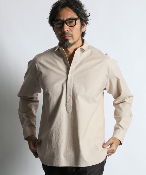 18SS MHL. スラブコットンポプリンカラーレスシャツ ブラック サイズ2 リラックスド フィット コットン ポプリン シャツ（シャツ/ブラウス
