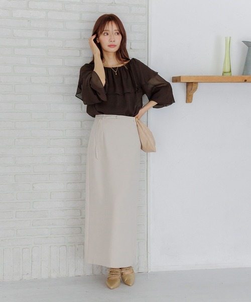 「mysty woman」 長袖ブラウス FREE ダークブラウン レディース_画像3