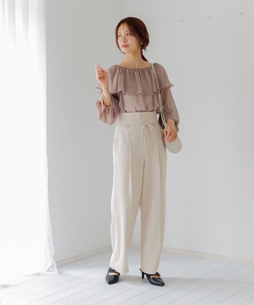 「mysty woman」 長袖ブラウス FREE ダークブラウン レディース_画像5