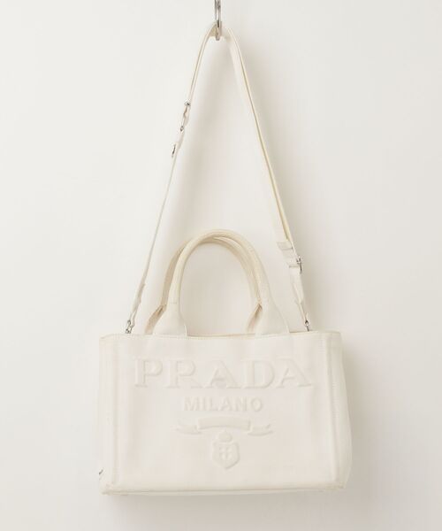 【美品】PRADA プラダ カナパ Lサイズ トートバッグ　ホワイト PRADA（プラダ） カナパ 2WAYバッグ - ホワイト レディース : ZOZOTOWN