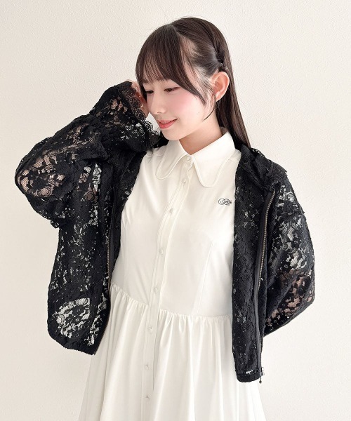 F i.n.t（フィント） パーカー フラワーレースZIPパーカー/fint