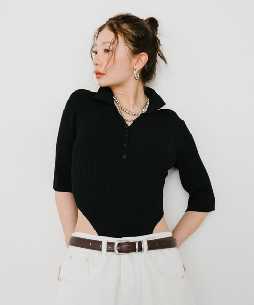 HANNE 半袖ニット FREE ブラック レディース : ZOZOTOWN Yahoo!店