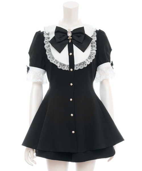 Secret Honey セットアップ 黒 白 半袖 Secret Honey（シークレットハニー） セットアップ バッスル半袖