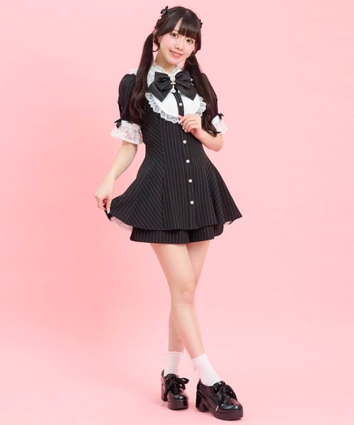 Secret Honey シークレットハニー セットアップ 半袖 ブラック Secret Honey（シークレットハニー） セットアップ バッスル半袖