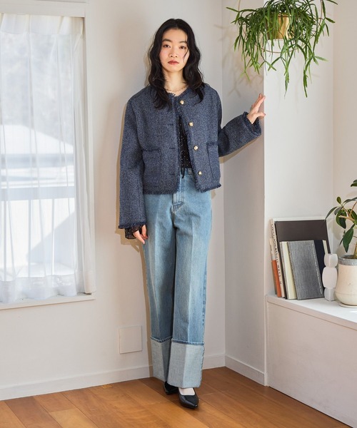 「mysty woman」 デニムパンツ MEDIUM ブルー レディース_画像4