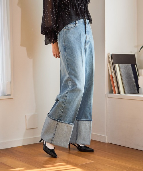 「mysty woman」 デニムパンツ MEDIUM ブルー レディース_画像6
