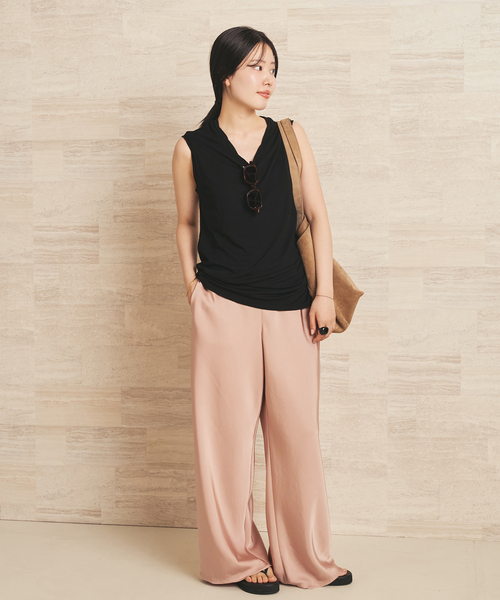 plage（プラージュ） ワイドパンツ パンツ Cutoff satin パンツ 