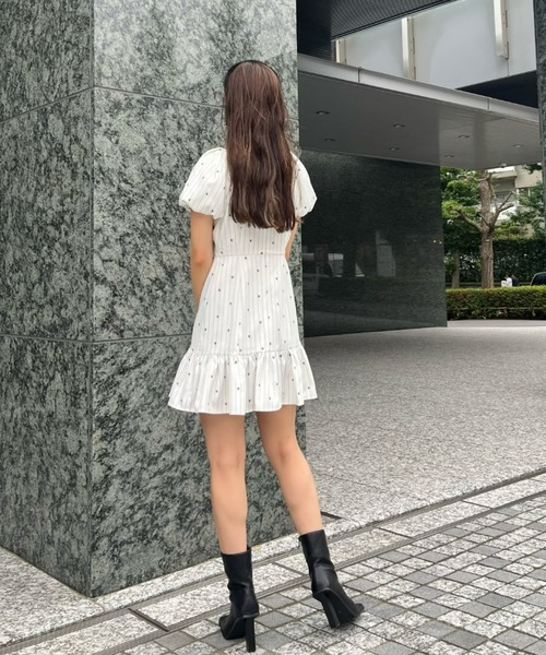 「EIMY ISTOIRE」 半袖ワンピース S ネイビー レディース_画像2