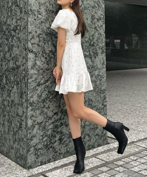 「EIMY ISTOIRE」 半袖ワンピース S ネイビー レディース_画像3
