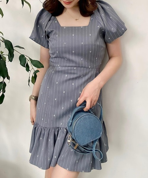 「EIMY ISTOIRE」 半袖ワンピース S ネイビー レディース_画像6