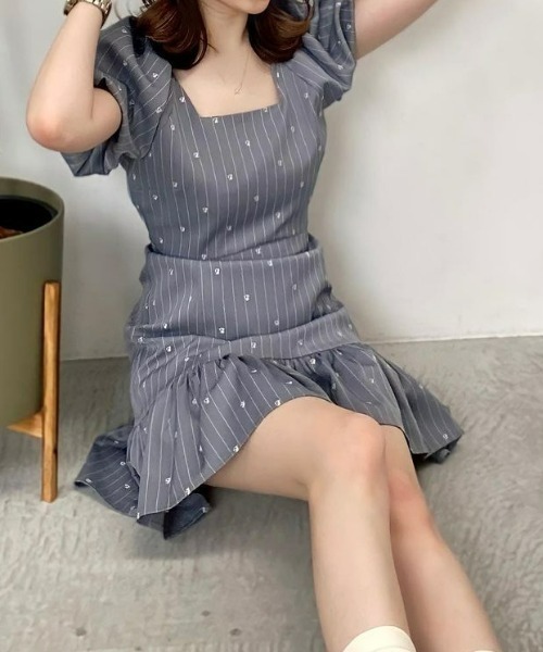 「EIMY ISTOIRE」 半袖ワンピース S ネイビー レディース_画像7