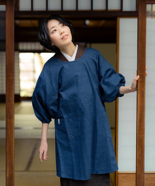 KIMONOMACHI エプロン オリジナル 割烹着 ロング丈 日本製 普段使いに