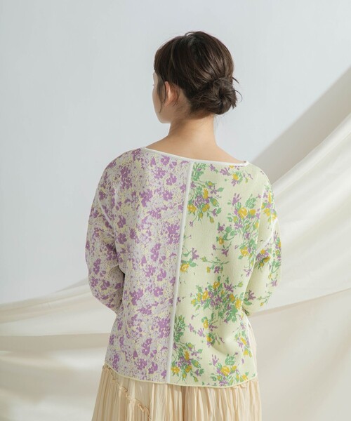 ニット セーター 小花ジャガードニットトップ レディース GRACE CONTINENTAL ニット セーター 小花ジャガードニットトップ