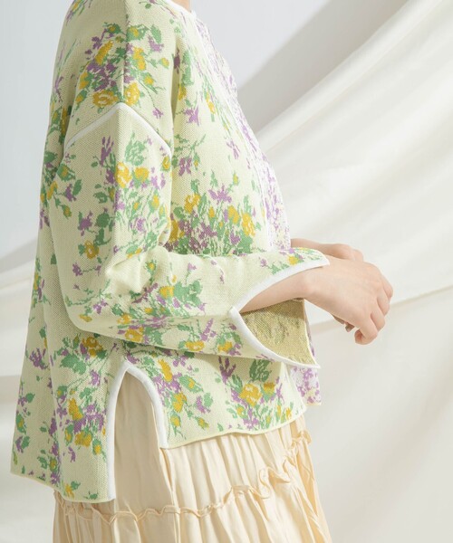 ニット セーター 小花ジャガードニットトップ レディース GRACE CONTINENTAL ニット セーター 小花ジャガードニットトップ