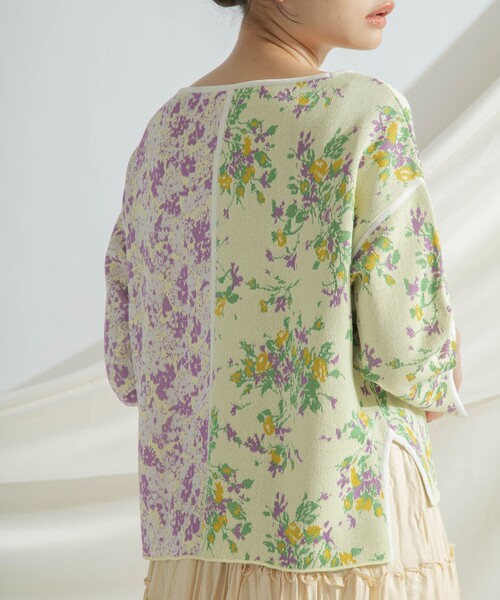 GRACE CONTINENTAL ニット セーター 小花ジャガードニットトップ