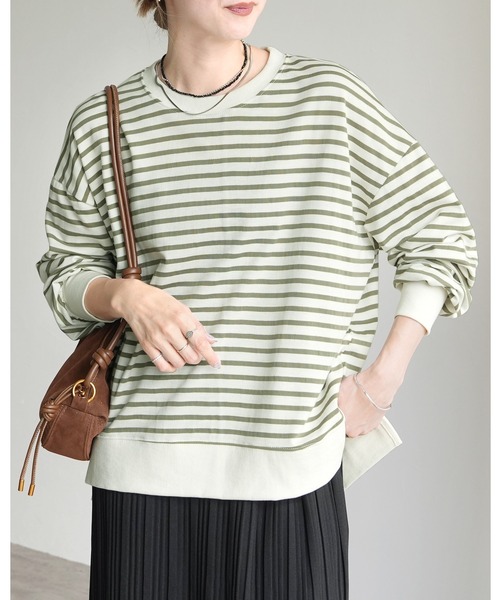 reca（レカ） tシャツ サイドスリットボーダートップス レディース