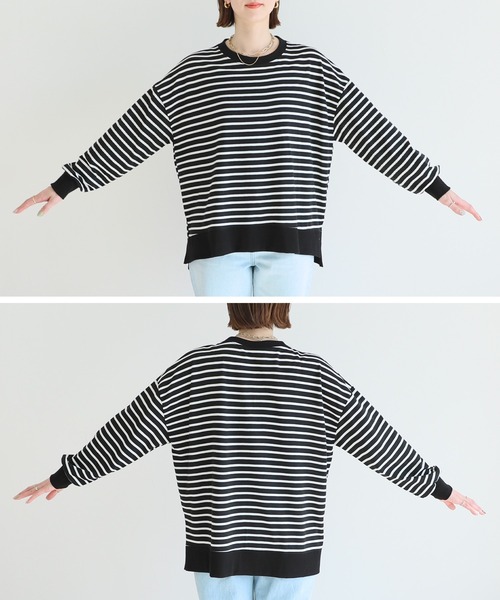 reca（レカ） tシャツ サイドスリットボーダートップス レディース