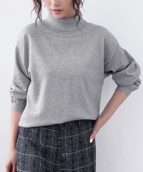 ニット セーター カシミヤタッチニット タートルネック レディース