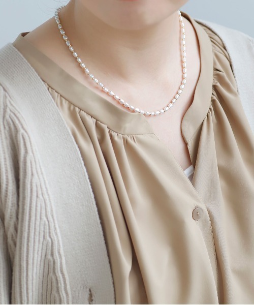 ANEMONE ネックレス ミニパール×デザインチェーンネックレス「2