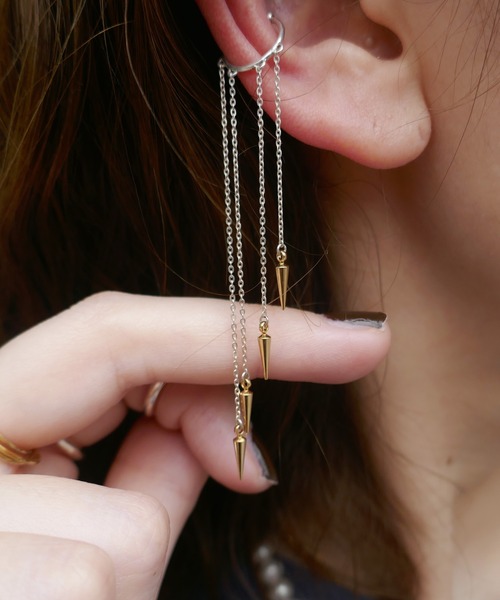 e.m. ピアスとイヤーカフ e.m.（イーエム） イヤーカフ ロングチェーンスタッズイヤーカフ