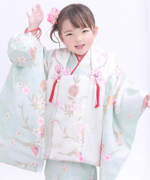 KYOETSU 着物 3歳七五三着物9点セット くすみA キッズ 子供