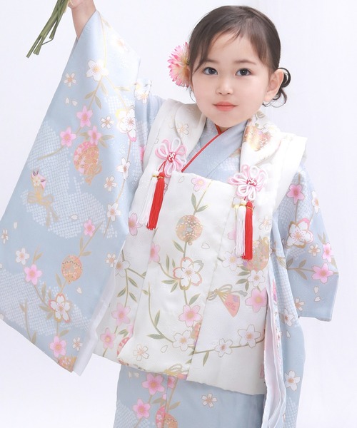七五三　着物セット　3歳　女の子　くすみカラー KYOETSU 七五三 着物 3歳 女の子 【全て揃った豪華9点フルセット