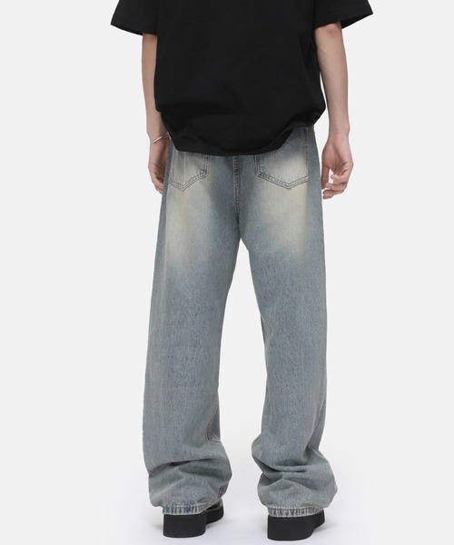 WIDE BUGGY VINTAGE LIKE DENIM PANTS ' MUD DYEING / WASHED