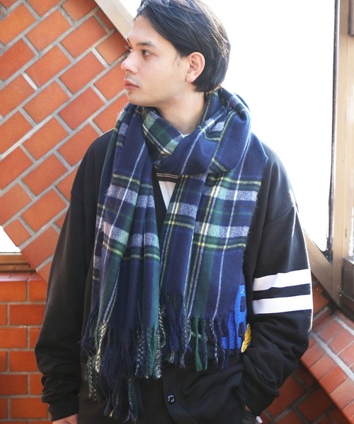 8 ストール マフラー 大判チェックストール メンズ レディース