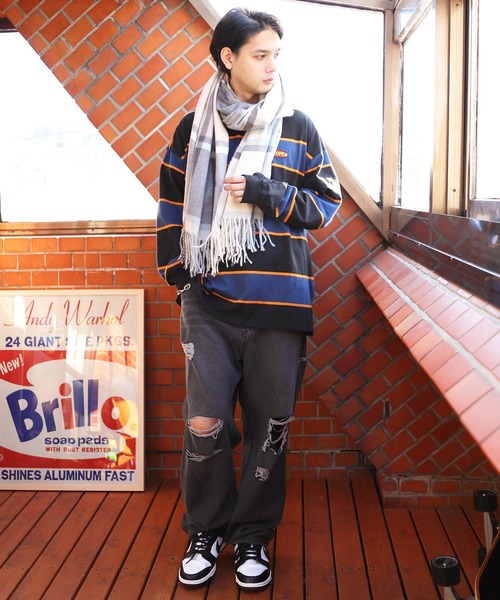 8 ストール マフラー 大判チェックストール メンズ レディース