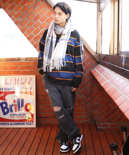 8 ストール マフラー 大判チェックストール メンズ レディース