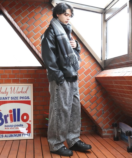 8 ストール マフラー 大判チェックストール メンズ レディース