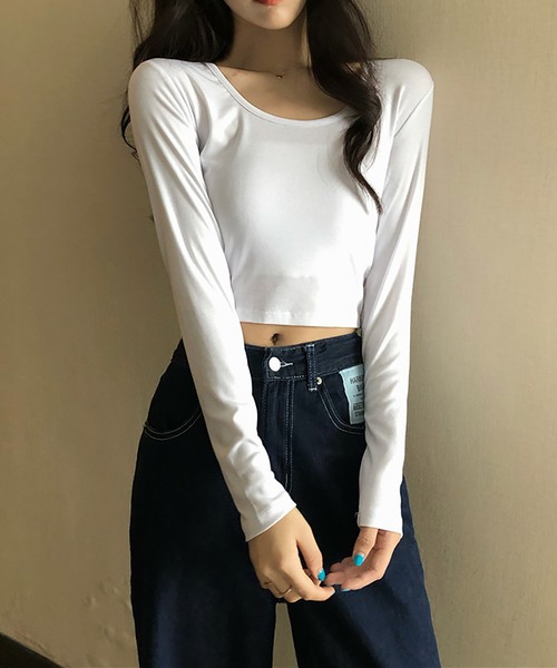 NinaetLina（ニナエリナ） tシャツ クロップド丈長袖カットソー