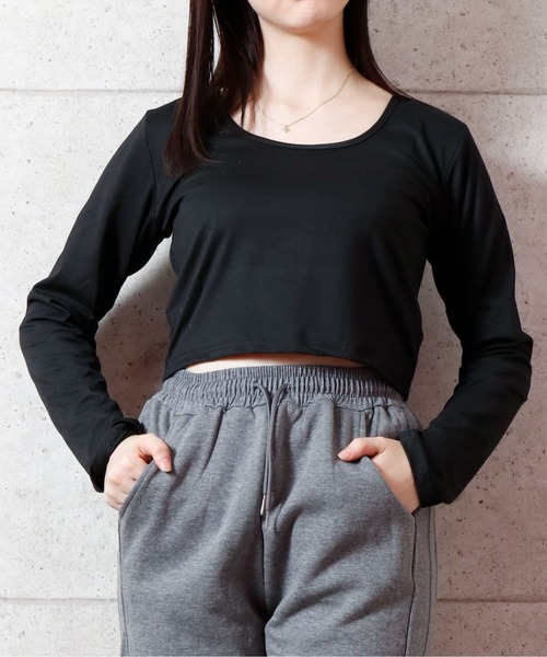 NinaetLina（ニナエリナ） tシャツ クロップド丈長袖カットソー