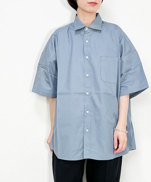 シャツ 綿ブロード レギュラーカラー半袖シャツ メンズ レディース