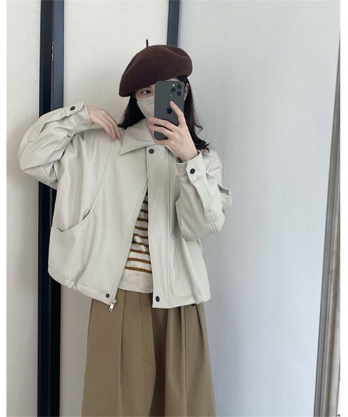 レディース PUブルゾンカジュアル 無地 シンプルアウター c3164 ブルゾン アウター PUブルゾン レディース : ZOZOTOWN Yahoo!店