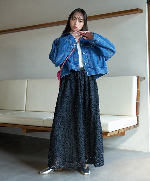 INTER FACTORY yumi. - ワイドスリーブデニムジャケット VIS デニムジャケット gジャン ワイドスリーブショートデニム