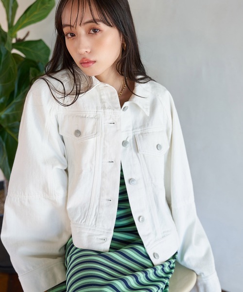 ジャーナルで購入　ボクシーショートデニムジャケット VIS デニムジャケット gジャン ワイドスリーブショートデニム