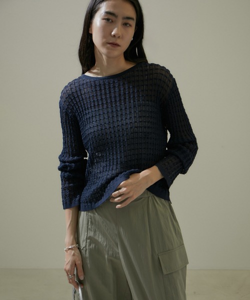 SALON adam et rope' ニット 「WEB限定」変形リブシアーニット